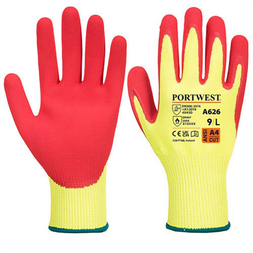 Portwest A626Y5RXXXL Vis-Tex Cut D13 Nitrile, Cut Level A4, Yellow/Red, 3XL