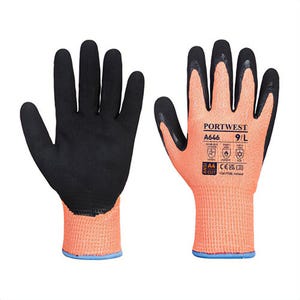 Portwest A646O8RXXXL Vis-Tex Winter Cut D13 Nitrile Glove, Cut Level A4, Orange/Black, 3XL