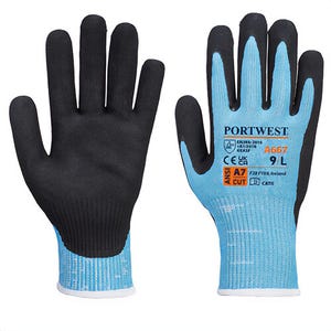 Portwest A667B8RXXL Claymore Cut F13 Nitrile Glove, Cut Level A8, Blue/Black, 2XL