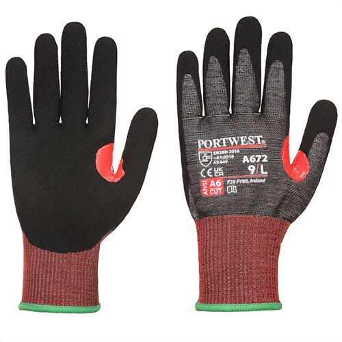 Portwest A672K8RXXL CS Cut F13 Nitrile Glove, Cut Level A6, Black, 2XL