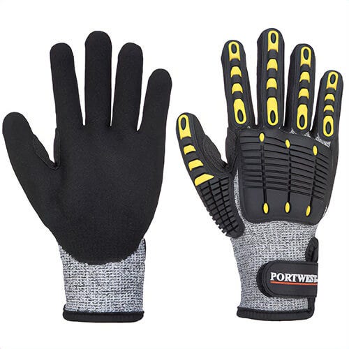 Portwest A722G8RXXXL Anti Impact Cut Resistant Glove, Cut Level A4, Gray/Black, 3XL