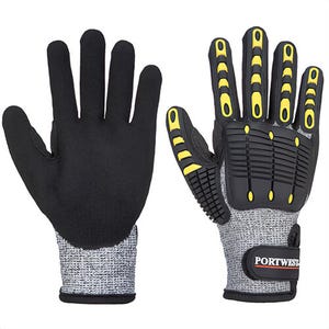 Portwest A722G8RXXXL Anti Impact Cut Resistant Glove, Cut Level A4, Gray/Black, 3XL