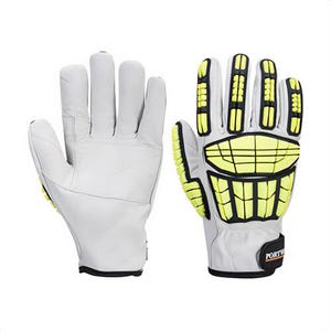 Portwest A745GRR4XL Impact Pro Cut Glove, Leather, Reinforced Palm, 480°F Heat Protection, Cut Level A6, Gray, 4XL