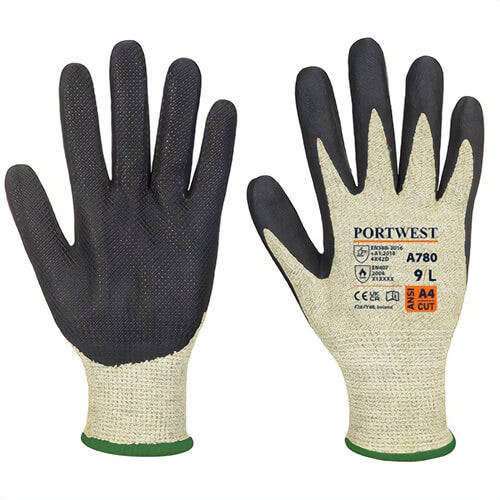 Portwest A780E8RXXL Arc Grip Glove, Cut Level A4, 200°F Heat Protection, Level D Cut Resistance, Green/Black, 2XL