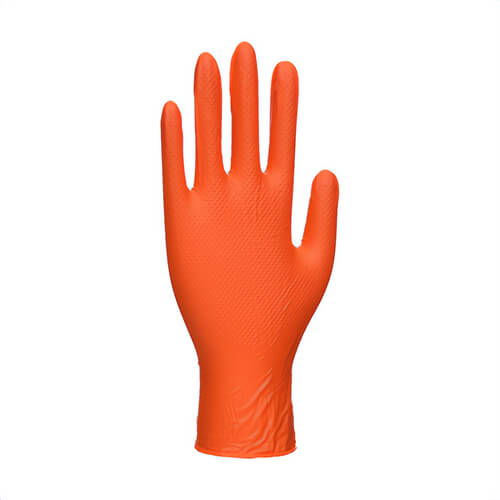 Portwest A930ORRXL High Durability Disposable Gloves, Silicone Free, Synthetic Nitrile, 100 bx, Orange, XL
