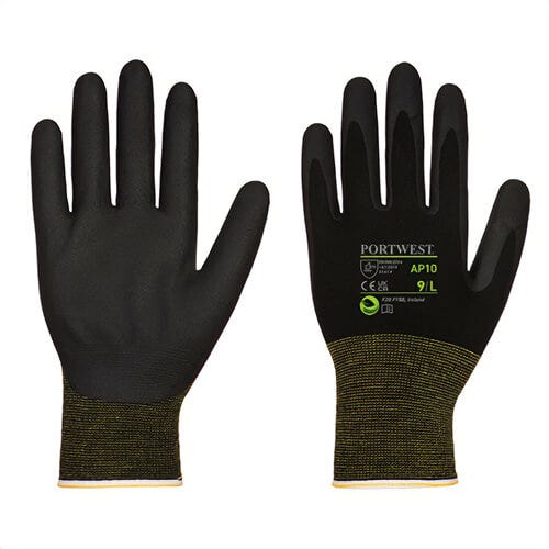 Portwest AP10K8RXXL NPR15 Foam Nitrile Bamboo Glove, Black, 2XL, 12 pk