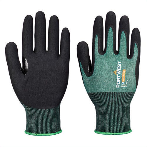 Portwest AP15E8RXXXL SG Cut B18 Nitrile Glove, Cut Level A2, Green/Black, 3XL, 12 pk
