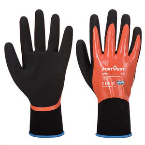Portwest AP30O8RXXL Dermi Pro Glove, Ergonomic Design, Nitrile Foam Coated Palm, Orange/Black, 2XL