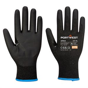 Portwest AP34K8RXXL LR15 Nitrile Foam Touchscreen Glove, Cut Level A2, Black, 2XL, 12 pk