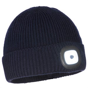 Portwest B033NAR Workman's LED Beanie, Acrylic, 150 Lumens, High-Medium-Flash Functions, One Size, Navy