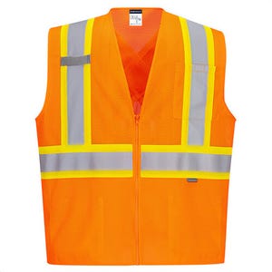 Portwest CA101YERXXXL Hi-Viz Back Contrast Vest, Cooling Mesh Fabric, Hook and Loop Closure, Yellow, 3XL