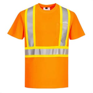 Portwest CA110ORRL Hi-Viz Back Contrast Tape T-Shirt Short Sleeve, Orange, L