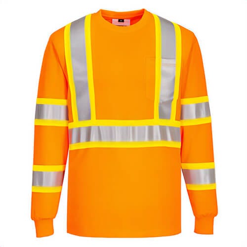 Portwest CA111YERXXXL Hi-Viz Back Contrast Tape T-Shirt Longsleeve, Yellow, 3XL