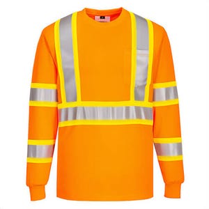 Portwest CA111YERXXXL Hi-Viz Back Contrast Tape T-Shirt Longsleeve, Yellow, 3XL