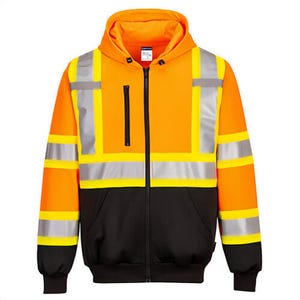 Portwest CA170YERXXXL Hi-Viz Back Contrast Tape Zipped Hoodie, Yellow, 3XL
