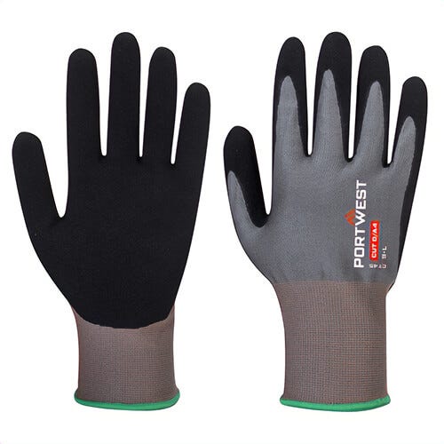 Portwest CT45G8RXXL CT Cut D18 Nitrile Glove, Cut Level A4, Gray/Black, 2XL