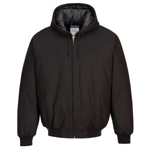 Portwest DC801BKRXXXL DuraDuck Quilt Lined Hooded Jacket, Heavyweight, Zip Front, 100% Cotton, 2 Zipped Pockets, Black, 3XL