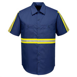 Portwest F124NARXXXL Ionaâ„¢ Xtra Enhanced Shirt Short Sleeve, Reflective Tape, 2 Chest Pockets, Navy, 3XL