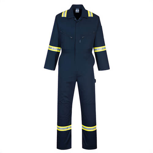Portwest F128NARXXXL Iona™ Xtra Enhanced Coverall, Kneepad Pockets, Stud Adjustable Cuffs, Yellow/Silver Reflective TapeNavy, 3XL