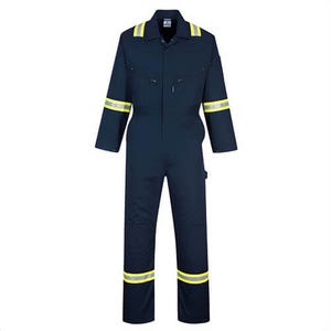 Portwest F128NARXXXL Ionaâ„¢ Xtra Enhanced Coverall, Kneepad Pockets, Stud Adjustable Cuffs, Yellow/Silver Reflective TapeNavy, 3XL