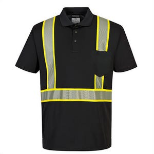 Portwest F140BKRXXXL Ionaâ„¢ Plus Enhanced Polo Shirt Short Sleeve, Black, 3XL