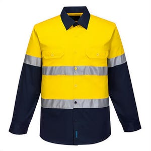 Portwest F145YNRXXXL Ionaâ„¢ Enhanced Cotton Shirt Longsleeve, Yellow/Navy, 3XL