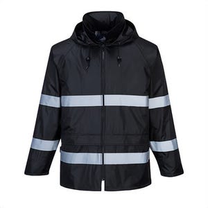 Portwest F440NARXXXL Ionaâ„¢ Enhanced Rain Traffic Jacket, Waterproof, Lightweight, Reflective Tape, Front Zip, 2 Pockets, Navy, 3XL