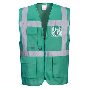 Portwest F476RERXXXL Ionaâ„¢ Executive Vest, Front Zip, Reflective Tape, Dual ID Holder, 7 Pockets, D-Ring, Red, 3XL