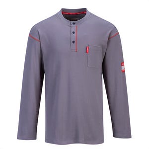 Portwest FR02NARXXXL Bizflame® Knit Flame Resistant Henley, 100% Cotton, Moisture Wicking, 40+ UPF Rated Fabric, Navy, 3XL