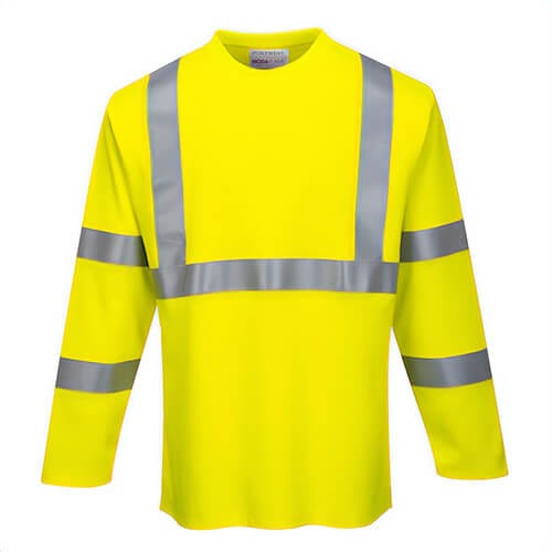 Portwest FR96YERXXXL Modaflame Knit Hi-Viz Long Sleeved Flame Resistant T-Shirt, Yellow, 3XL