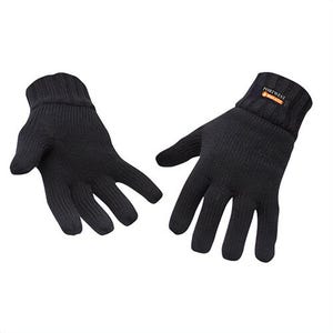 Portwest GL13BKR Knit Glove, Acrylic, Insulatexâ„¢ Lined, Knit Cuff, One Size, Black