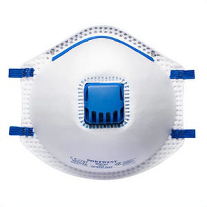 Portwest P201WHR N95 Valved Cup Respirator, 99% Filtration, Large Inner Space, Latex-Free, White, 10 pk