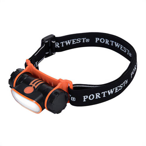 Portwest PA70BKR USB Rechargeable LED Head Lamp, IPX4 Rating, 150 Lumens, 4 hr Runtime, High-Medium-Flash Functions