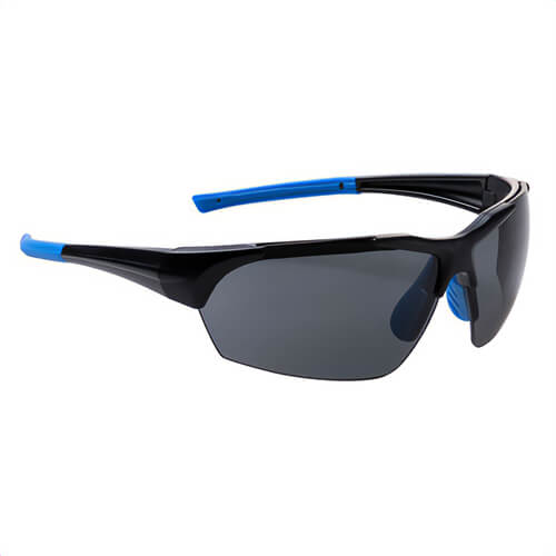 Portwest PS18SKR Polar Star Safety Glasses, Wraparound Dual Lens, Soft Arm Tips, 99% UV Protection, One Size, Smoke