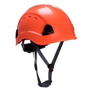 Portwest PS63YER Height Endurance Vented Hard Hat, ABS Shell, Hi-Viz, Sweatband, 4-Point Chin Strap, Chin Protector, Yellow