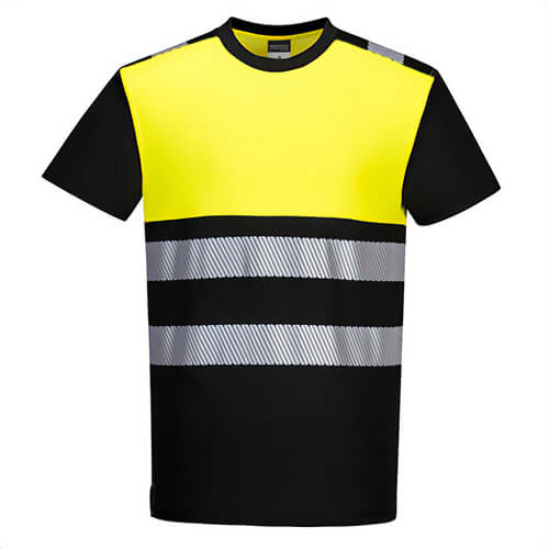 Portwest PW311BKYXXXL PW3 Hi-Viz Cotton Comfort Class 1 T-Shirt Short Sleeve, Black/Yellow, 3XL