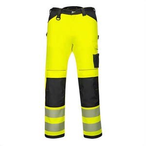 Portwest PW340YBR48 PW3 Hi-Viz Work Pants, Stain Resistant, Reflective Tape, 10 Pockets, 40+ UPF Rated, Yellow/Black, Size 48