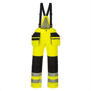 Portwest PW351YBRXXXL PW3 Hi-Viz Winter Bib Pants, Detachable Bib and Braces, Insulatexâ„¢ Lining, 16 Pockets, Yellow/Black, 3XL