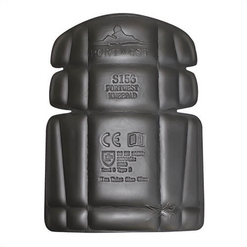 Portwest S156BKR Knee Pad, EVA Foam, 8.5 in x 6.5 in x 0.6 in, One Size, Black