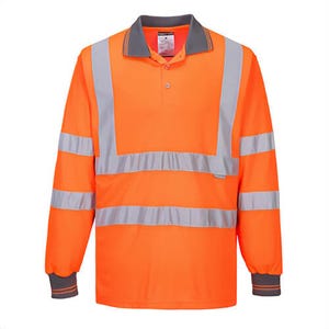 Portwest S277YETXXXL Hi-Viz Polo Shirt, Longsleeve, Moisture Wicking, Reflective Tape, 40+ UPF Rated Fabric, Yellow, Tall, 3XL