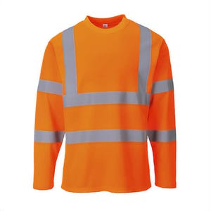 Portwest S278YERXXL Hi-Viz Cotton Comfort T-Shirt Longsleeve, Crew Neck, 40+ UPF Rated Fabric, Yellow, 2XL