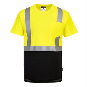 Portwest S358YBRXXXL Nashville Hi-Viz Contrast Pocket T-Shirt Short Sleeve, Yellow/Black, 3XL
