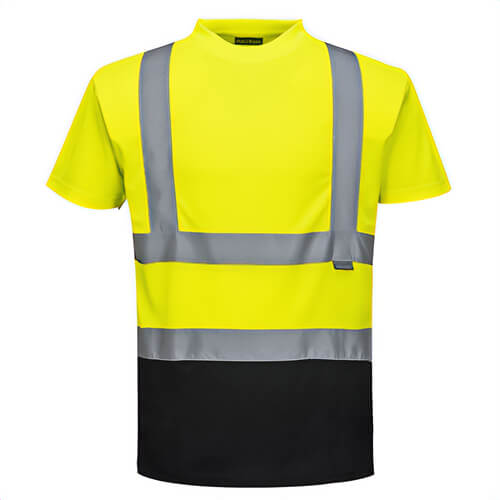 Portwest S378YBRL Hi-Viz Contrast T-Shirt Short Sleeve, Yellow/Black, L