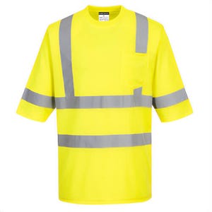 Portwest S393YER4XL Dayton Hi-Viz Class 3 T-Shirt Short Sleeve, Yellow, 4XL