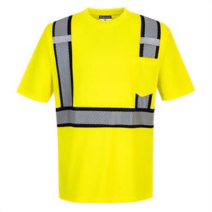 Portwest S395YBR4XL Detroit Hi-Viz Contrast Tape T-Shirt Short Sleeve, Yellow/Black, 4XL
