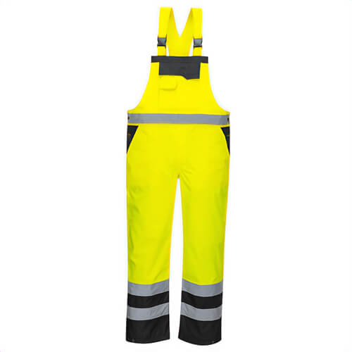 Portwest S488YNRXXXL Hi-Viz Breathable Contrast Rain Bib and Brace, Yellow/Navy, 3XL