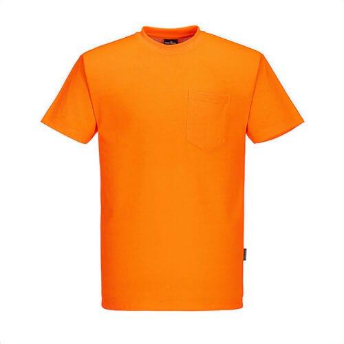 Portwest S577YERXXXL Cotton Blend T-Shirt, Short Sleeve, Crew Neck, Hi-Viz, Lightweght, 1 Pocket, , Yellow, 3XL
