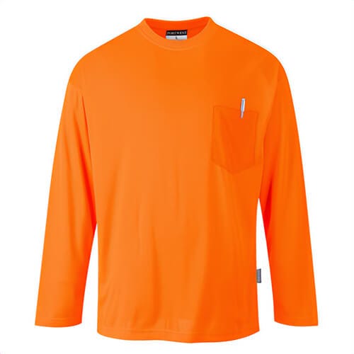 Portwest S579YERXXXL Day-Vis Pocket T-Shirt, Longsleeve, Moisture Wicking, Lightweight, 40+ UPF Rated Fabric, Yellow, 3XL
