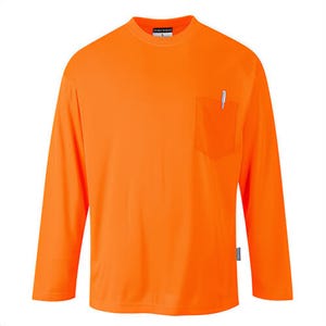 Portwest S579YERXXXL Day-Vis Pocket T-Shirt, Longsleeve, Moisture Wicking, Lightweight, 40+ UPF Rated Fabric, Yellow, 3XL