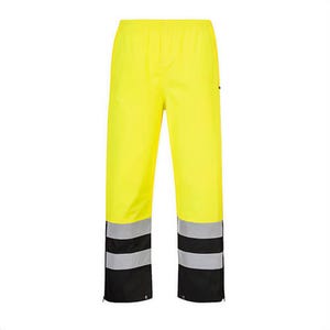 Portwest S587YBRXXXL Hi-Viz Contrast Rain Pants, Waterproof, Fully Elastic Waist, 40+ UPF Rated Fabric, Yellow/Black, 3XL